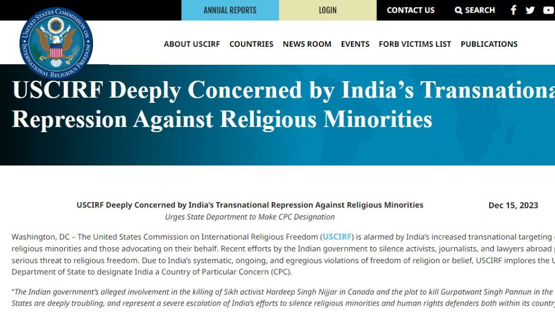 USCIRF raises Alarm over India’s Growing Transnational Repression against Religious Minorities