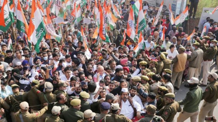Congress Protests Against Changes in IIOJK Reorganization Act by BJP Government
