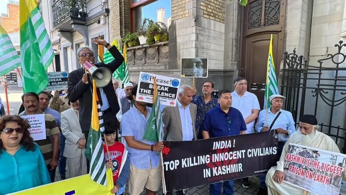 KCEU Condemns India’s 5th August 2019 Actions in IIOJK at Brussels Protest