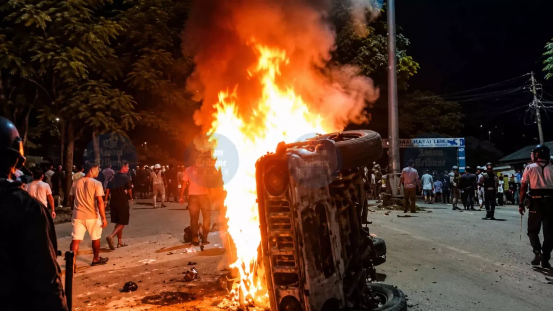 Protests Erupt in Senapati as Mob Attacks Assam Rifles After Rumors of Raid on Naga Army Camp in Oklong