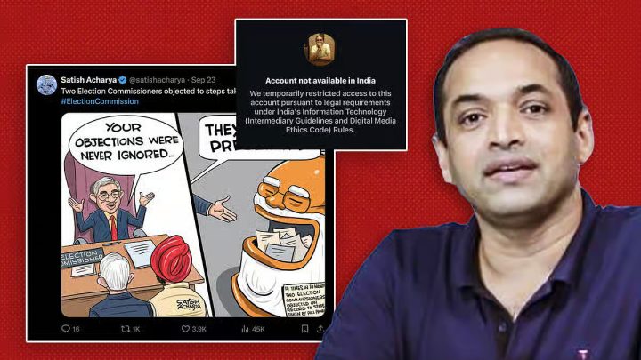 Modi Regime Uses Digital Censorship to Block Satish Acharya Cartoons Exposing Election Commission Flaws